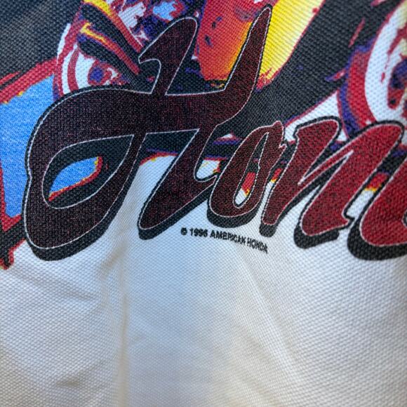 Vintage 1996 Honda Racing T-Shirt Grand Prix Sz Medium Made in USA Textured Knit - Picture 4 of 8